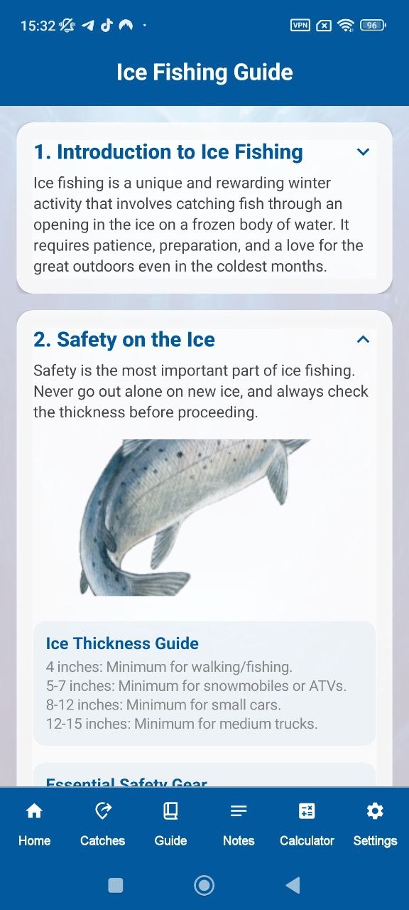 Ice Fishing guide screen